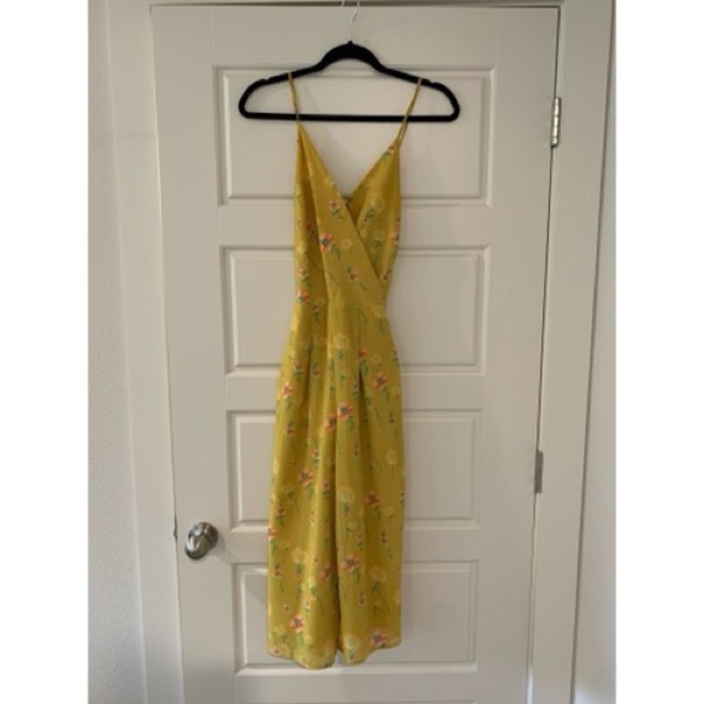 Mustard Cross-back Floral Playsuit